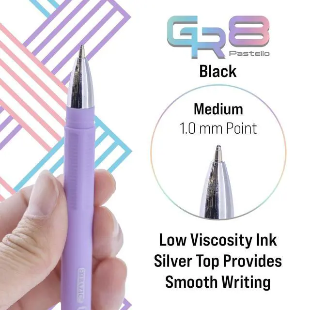 Alt view image 2 of 7 - GR8 Dazzle Black FUSE Tech Pens, Rubberized Barrel, 144-Case | GR8 Dazzle black FUSE Tech ballpoint pens, 1.0 mm medium, pocket clip, Smooth hybrid ink