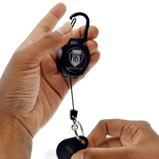 Alt view image 2 of 7 - Bulk 25 Pack - Heavy Duty Retractable Badge Reels w ID Holder Strap & Keychain - Strong Sidekick Carabiner Belt Loop Clip - Retracting Lanyard w Kevlar® Cord for Keys & Access Cards by