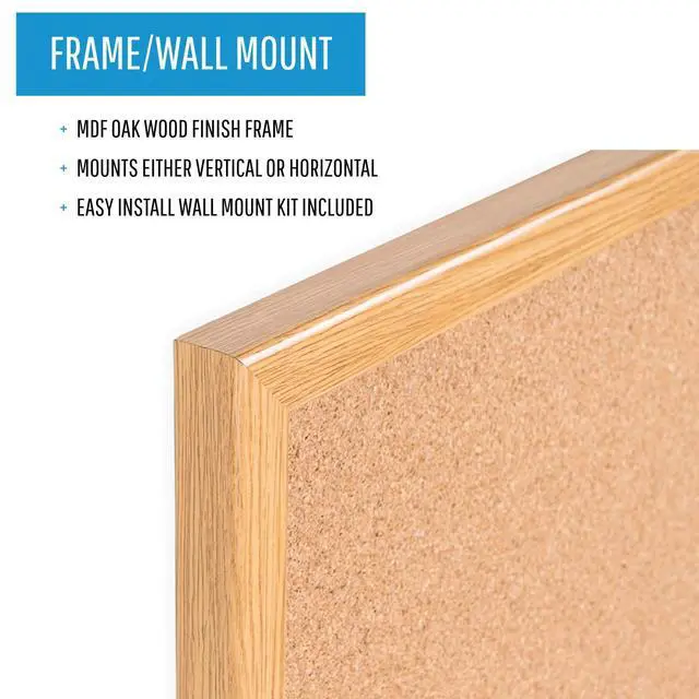 Alt view image 4 of 7 - Maya Series Self-Healing Cork Bulletin Board, Wall Mounting Push Pin Cork Board, 48" x 72", Wood Frame