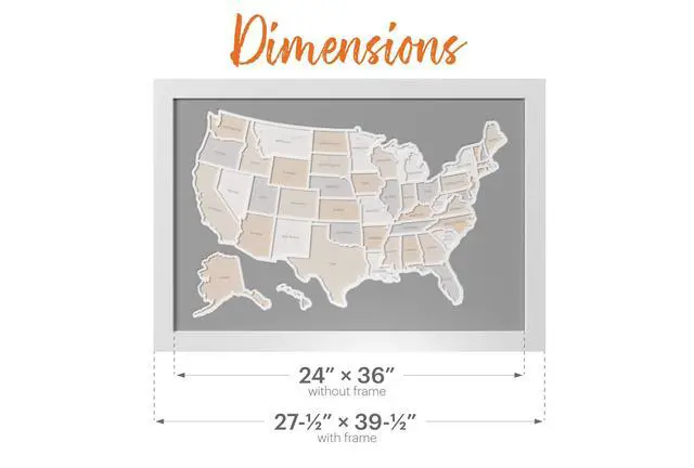 Alt view image 7 of 7 - 50 States USA Photo Map - Frame Optional - Made in America (Caribbean, Grey Frame)
