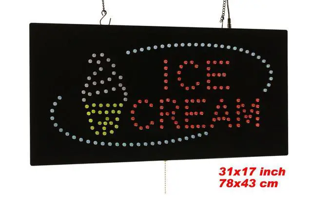 Alt view image 2 of 6 - Ice Cream Sign, Jumbo size, 31"x17", 78x43cm, LED, Neon, Florescent, Signage, Signboard, Display, Billboard, Screen, Grand Opening, Gift