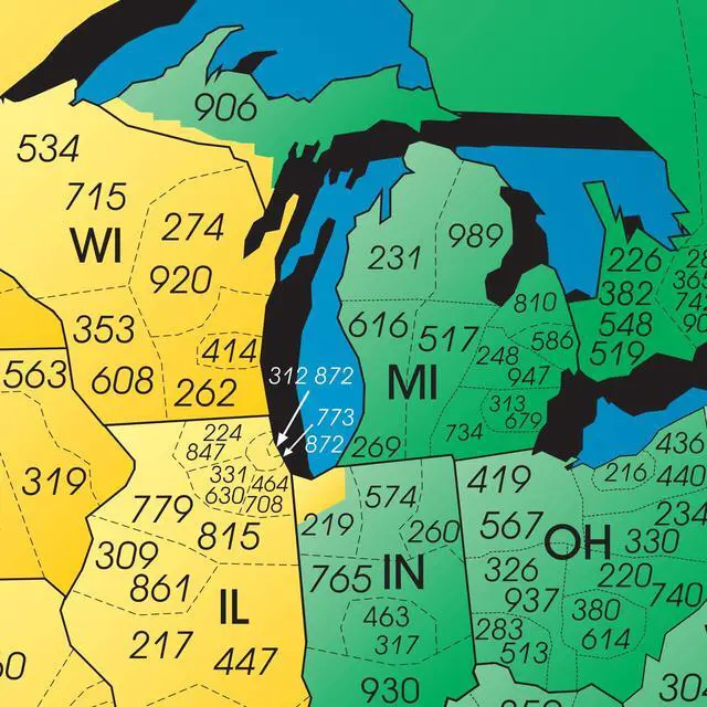 Alt view image 4 of 7 - North America Laminated Gloss Time Zone Area Code Map with Reverse Lookup, Extra Large Wall Size 31 by 48 Inches
