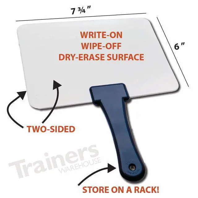 Alt view image 2 of 7 - Deluxe Whiteboards Combo Set: 30 Two-Sided Dry-Erase Answer Boards with Tote Bag & Mini Erasers | Sturdy, Easy-to-Hold & Clean, Blue Handles (6" x 7.75")