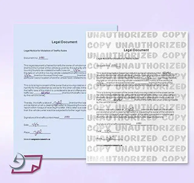 Alt view image 2 of 3 - Blue Security Paper Multi-Purpose UNAUTHORIZED COPY Fraud Prevention Laser & Inkjet Printer Compatible 8.5" x 11 24 lb 500 Sheets (Case of 2,500)