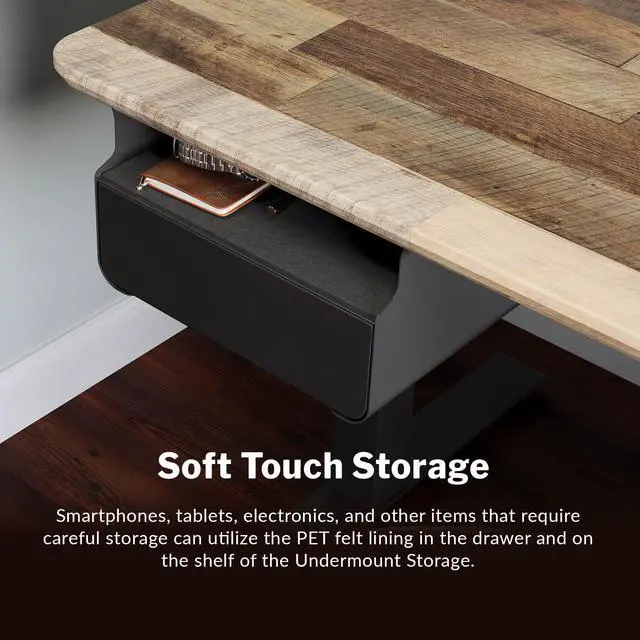 Alt view image 4 of 7 - Steel Under Desk Storage Organizer with Drawer - Slim Hanging File Storage Shelf and Stationary Tray - Easy Assembly - Home Office Desk Accessory - Black, 13.39" x1 9.29" x 9.45"