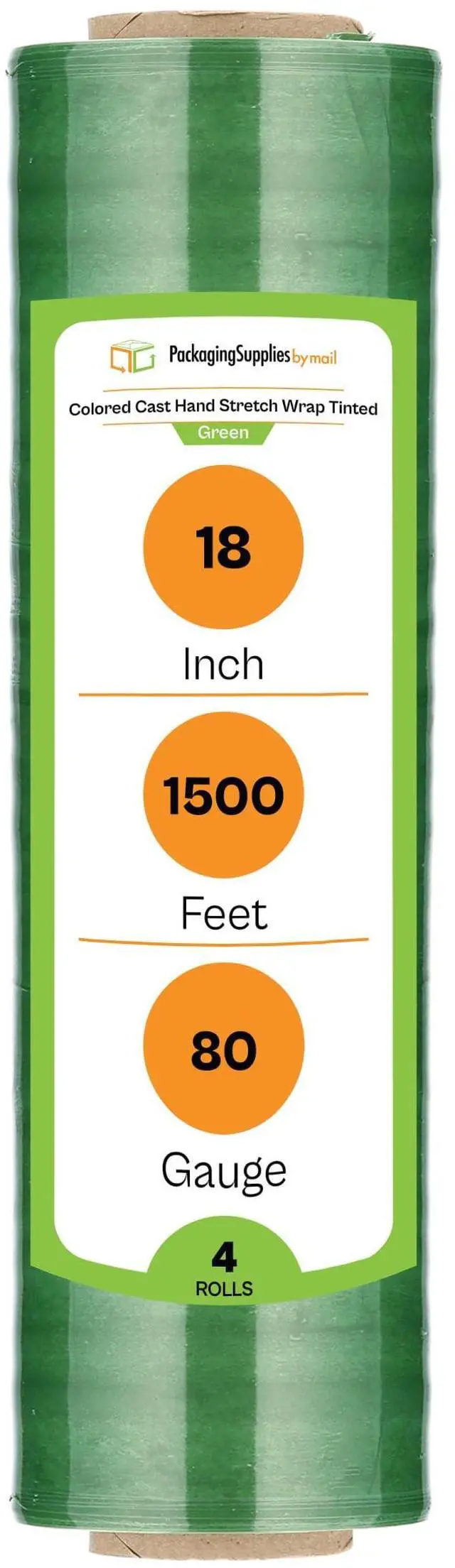 Main image of PSBM Tinted Green Stretch Wrap, 4 Rolls 18 Inch x 1500 Feet 80 Gauge, Heavy Duty Plastic Wrap Industrial Strength Shrink Film for Moving, Packing & Shipping