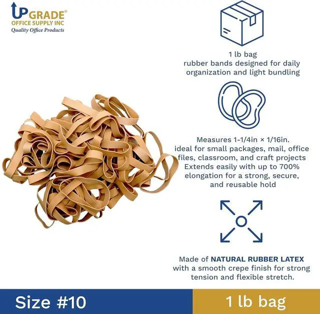 Alt view image 5 of 7 - Upgrade Office Supply Rubber Bands, Size 107, 7 x 5/8 in, 20 Pack, 800 Count, Heavy Duty Wide Bands, Made in USA