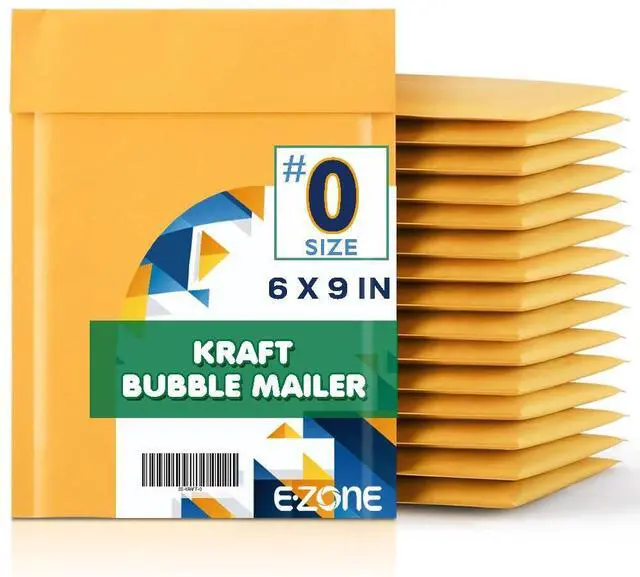 Main image of 6 X 9 (1000pcs) Kraft Bubble Padded Envelopes Shipping Mailers, 6x9 Inch Size #0 Kraft Bubble Mailers Padded Envelopes (1000)