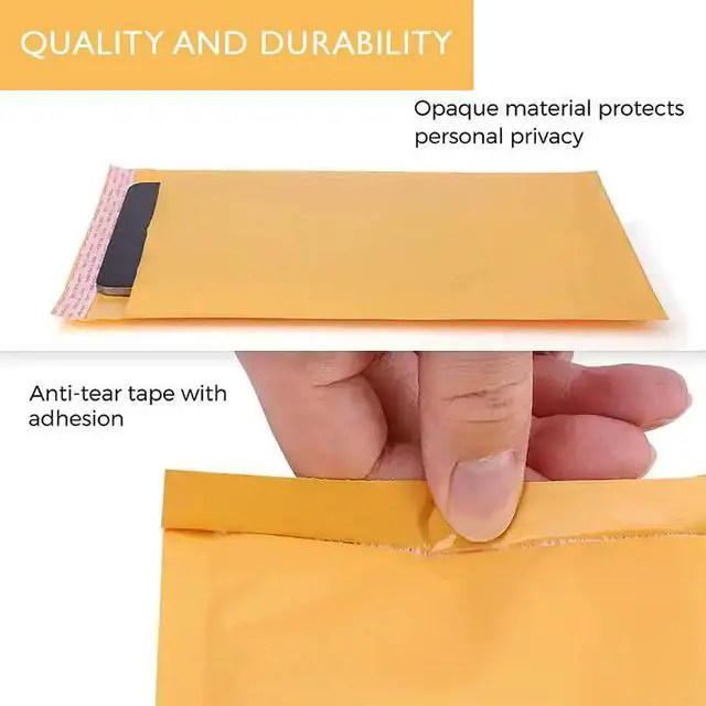 Alt view image 5 of 7 - 6 X 9 (1000pcs) Kraft Bubble Padded Envelopes Shipping Mailers, 6x9 Inch Size #0 Kraft Bubble Mailers Padded Envelopes (1000)