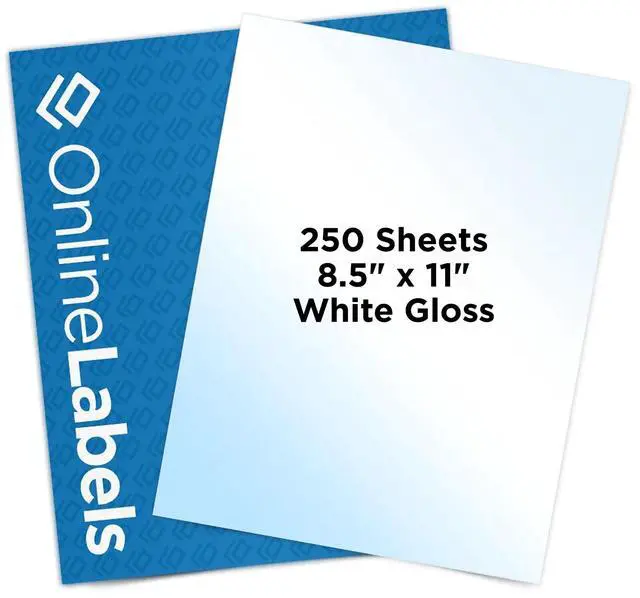 Main image of 8.5 x 11 White Gloss Sticker Paper (Inkjet Printers Only) - 250 Sheets - Full Sheet Labels - OnlineLabels