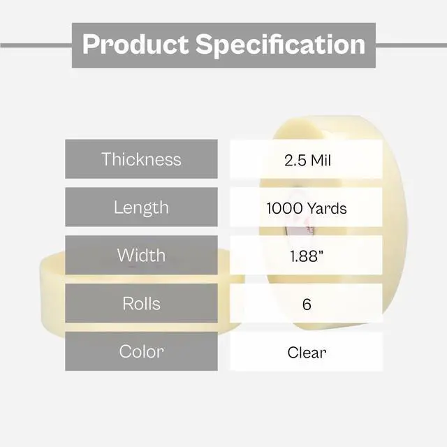 Alt view image 2 of 7 - PSBM Clear Machine Length Packing Tape 2.5 Mil 1.88" x 1000 Yards 6 Rolls | Heavy Duty Packaging Tapes, Moving & Sealing Boxes, Strong Carton Sealing Tape for Industrial Packing