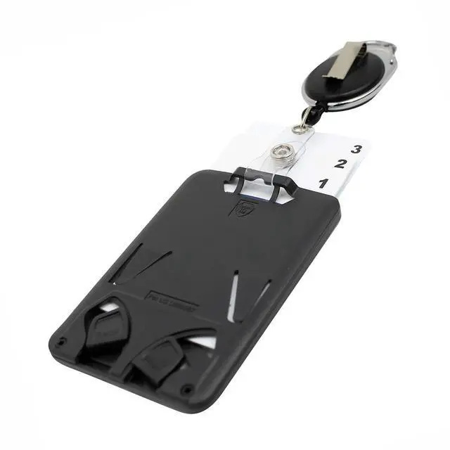 Alt view image 4 of 7 - Bulk 25 Pack - Hard Plastic 3 Card Badge Holder with Badge Reel - Retractable ID Lanyard with Belt Clip & Carabiner - Rigid Vertical CAC Holder - Top Load Holds Three Cards (Black)