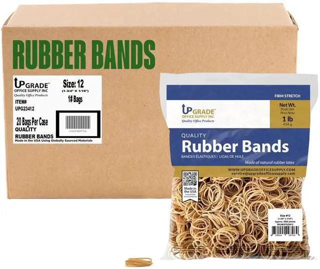 Main image of Upgrade Office Supply Rubber Bands, Size 12, 20 Pack Case, USA
