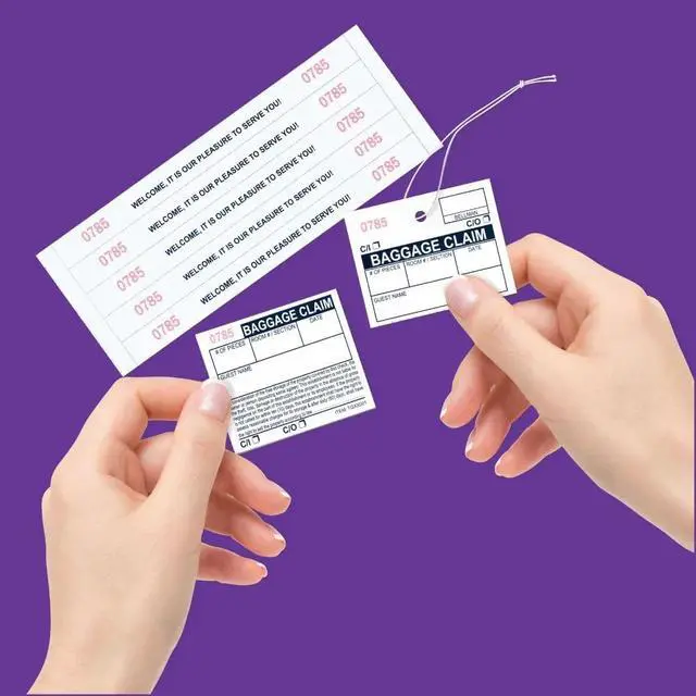 Alt view image 3 of 7 - 1000 The Perfect Baggage Claim Check Tags with 5 Matching Numbered Labels from 0001 to 1000. A Perfectly Integrated Label & Tag Combo. Size: 11" (Height) x 2 1/2" (Width)