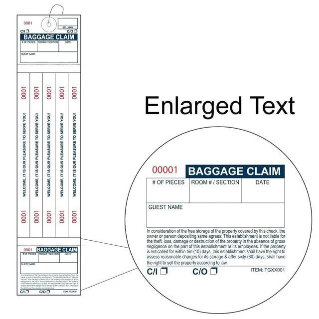 Alt view image 5 of 7 - 1000 The Perfect Baggage Claim Check Tags with 5 Matching Numbered Labels from 0001 to 1000. A Perfectly Integrated Label & Tag Combo. Size: 11" (Height) x 2 1/2" (Width)