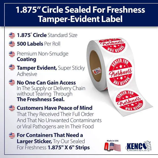 Alt view image 3 of 5 - Food Delivery Tamper Evident Sealed for Freshness Labels - 500 Adhesive Stickers for Safe Food delivery (Circles 12 Pack)