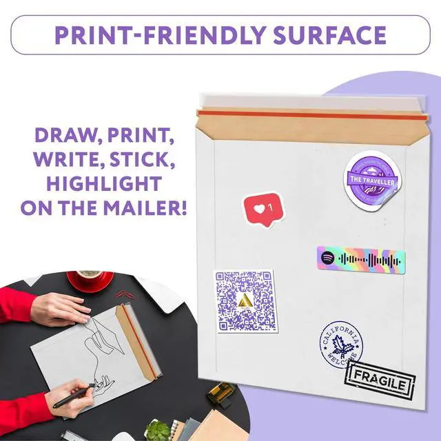 Alt view image 4 of 7 - White Rigid Mailers, 12.75 x 15 Inch. Pack of 200 Cardboard Envelopes for Photos, Documents. Sturdy Stay Flat Mailers with Self-Seal Closure. Hard Rigid Shipping Envelopes