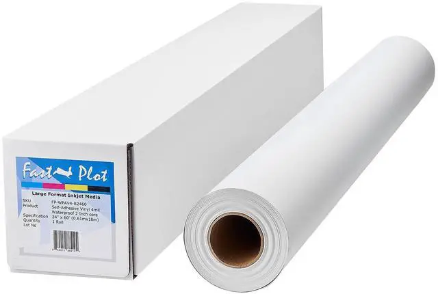 Main image of Self Adhesive Vinyl - Waterproof 4mil - 24inch x 60ft Roll - 2inch core