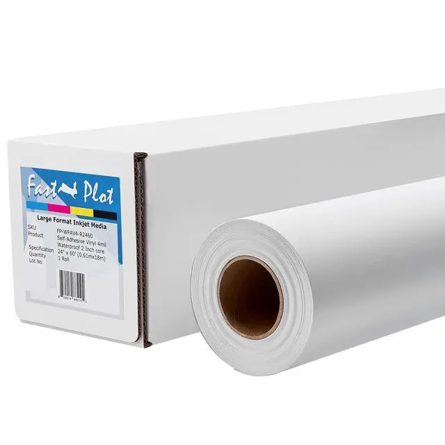 Alt view image 2 of 6 - Self Adhesive Vinyl - Waterproof 4mil - 24inch x 60ft Roll - 2inch core