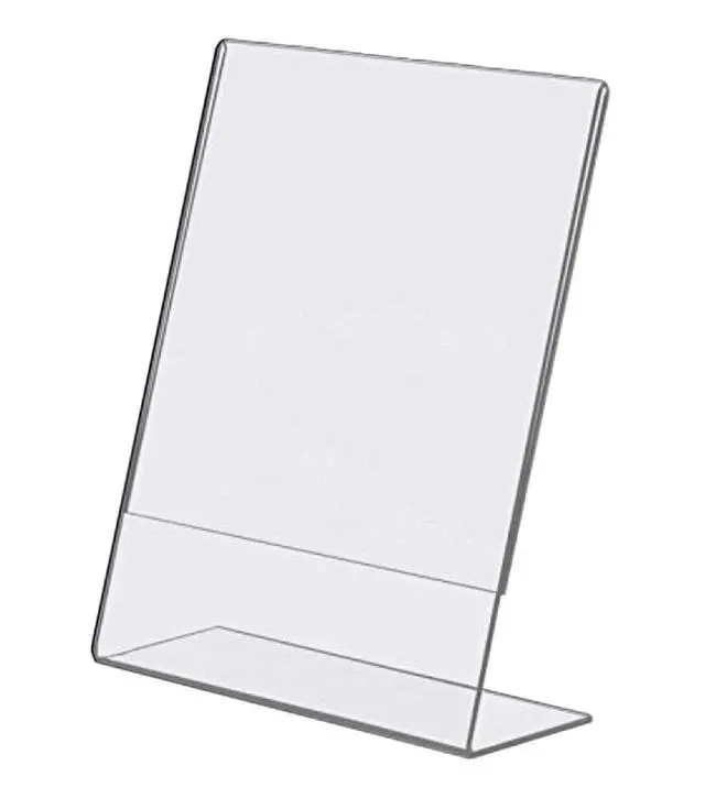 Alt view image 2 of 6 - Clear Acrylic Sign Holder 4 x 6 - Clear Slanted Sign Holder - Premium Acrylic Sign Holder for Office, Retail, Tradeshow and Home Use (100)