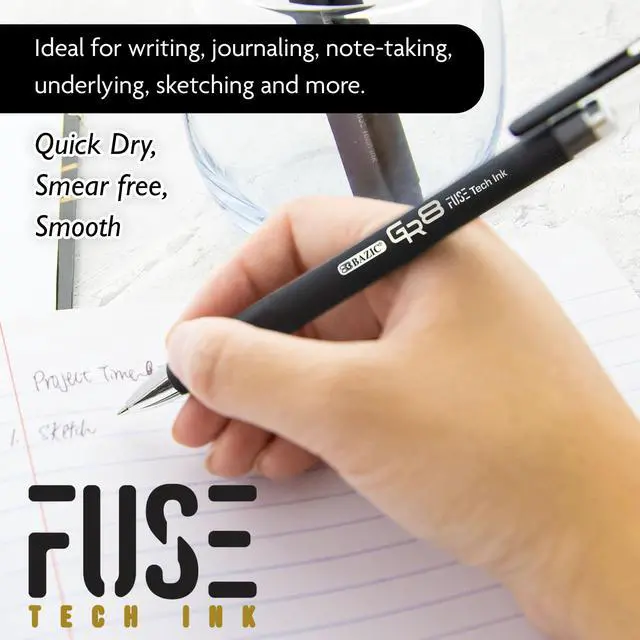 Alt view image 4 of 7 - GR8 Black FUSE Tech Pens, Rubberized Barrel, 1.0mm, 144-Case | GR8 black FUSE Tech ballpoint pens, 1.0 mm medium, pocket clip, Smooth hybrid ink