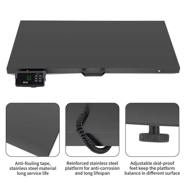 Alt view image 2 of 7 - 1100Lbs x 0.2Lbs Postal Digital Shipping Livestock Scale, Electronic Stainless Steel Platform Heavy Duty Vet Animal Floor Scale,Dog Puppy Pig Goat Sheep Scale, Black