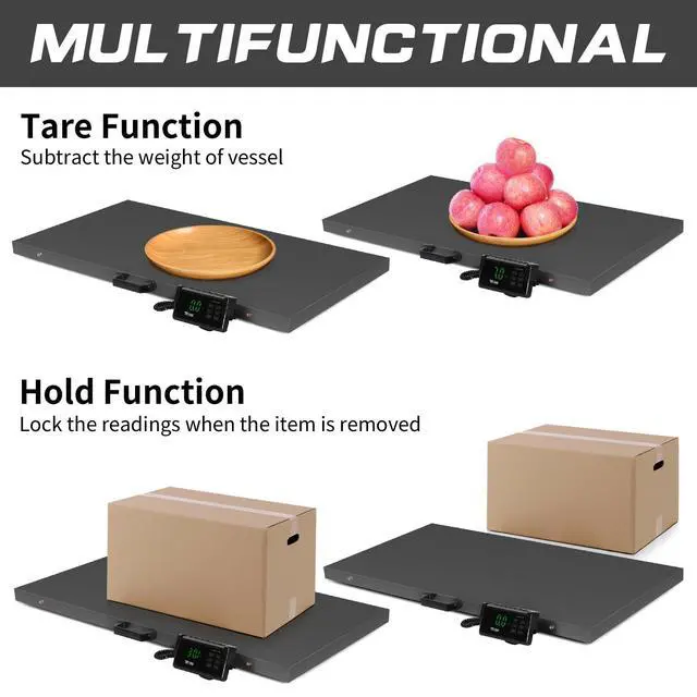 Alt view image 3 of 7 - 1100Lbs x 0.2Lbs Postal Digital Shipping Livestock Scale, Electronic Stainless Steel Platform Heavy Duty Vet Animal Floor Scale,Dog Puppy Pig Goat Sheep Scale, Black