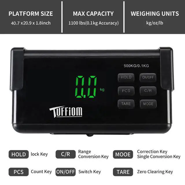 Alt view image 6 of 7 - 1100Lbs x 0.2Lbs Postal Digital Shipping Livestock Scale, Electronic Stainless Steel Platform Heavy Duty Vet Animal Floor Scale,Dog Puppy Pig Goat Sheep Scale, Black
