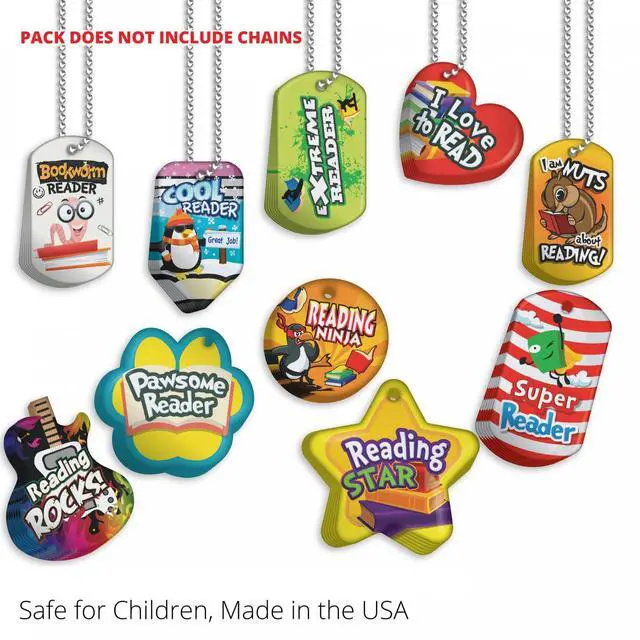 Alt view image 6 of 7 - Student Reading Incentives Brag Tag Value Pack: 500 Colorful, Waterproof, Reading Encouragement Tags (50 Tags for Each Shape)