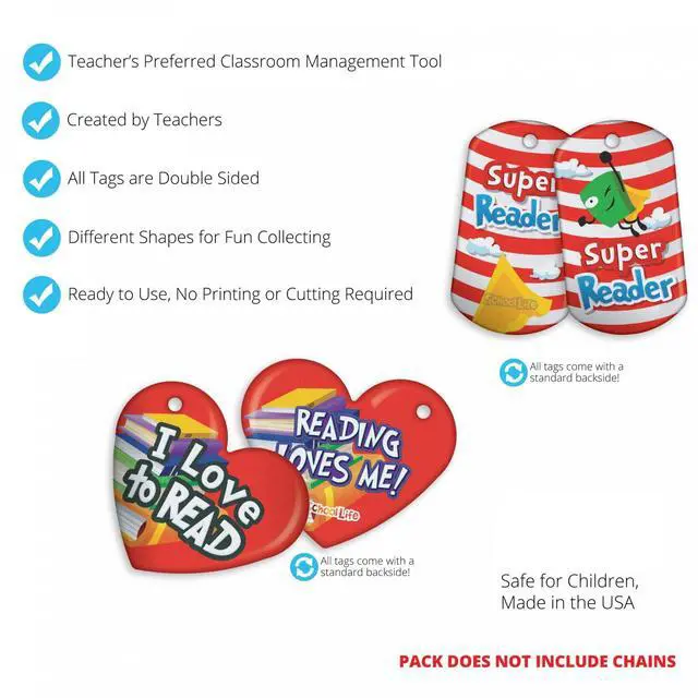 Alt view image 5 of 7 - Student Reading Incentives Brag Tag Value Pack: 500 Colorful, Waterproof, Reading Encouragement Tags (50 Tags for Each Shape)