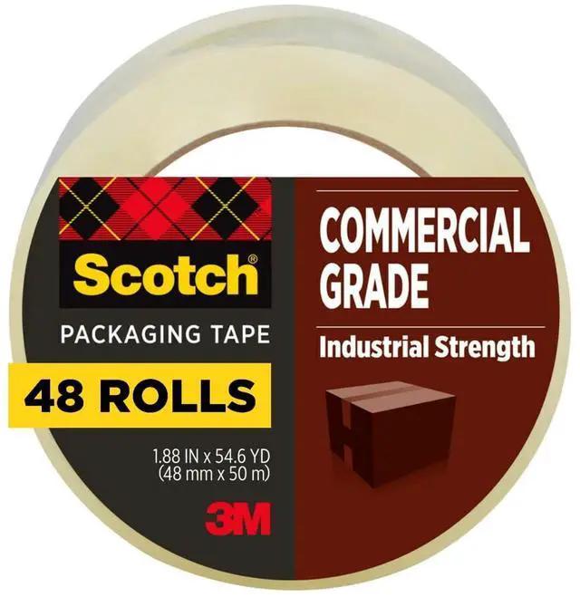 Main image of Commercial Grade Shipping Packaging Tape, 1.88" x 54.6 yd, Designed for Packing, Shipping and Mailing, Guaranteed to Stay Sealed, 3" Core, Clear, 48 Rolls
