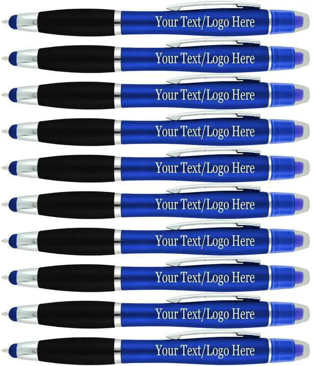 Main image of Personalized Pens with Gel Highlighter and Stylus -200 Pack Bulk-Free Imprint - 3 In Bible Highlighter No Bleed, Ballpoint Pen, and Stylus Combo- add Custom Name, Logo or Gift Message- Blue