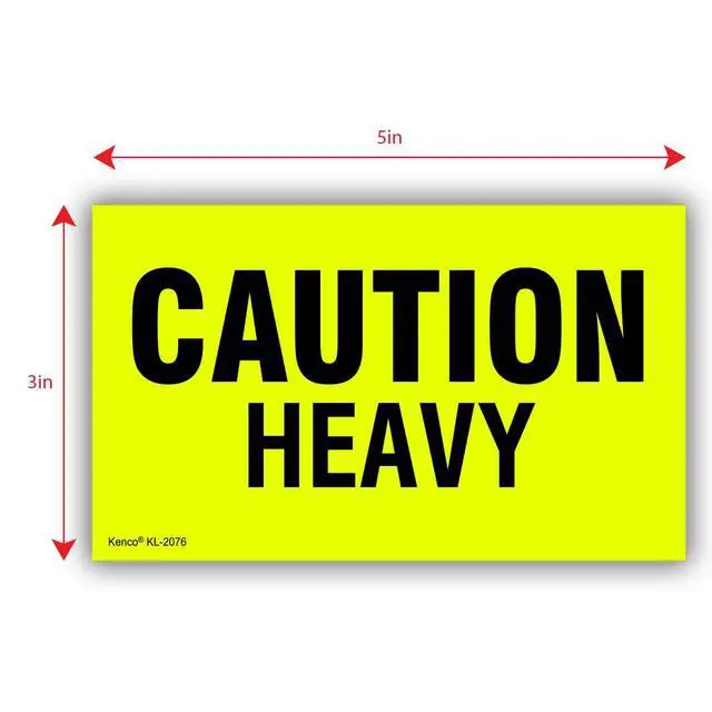 Alt view image 3 of 5 - 3" X 5" Caution Heavy Fluorescent Shipping Label Stickers for Shipping and Packing -500 Adhesive Labels Per Roll (10 Pack)