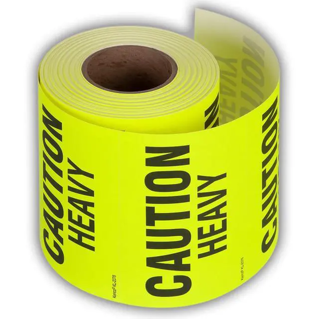 Alt view image 2 of 5 - 3" X 5" Caution Heavy Fluorescent Shipping Label Stickers for Shipping and Packing -500 Adhesive Labels Per Roll (10 Pack)