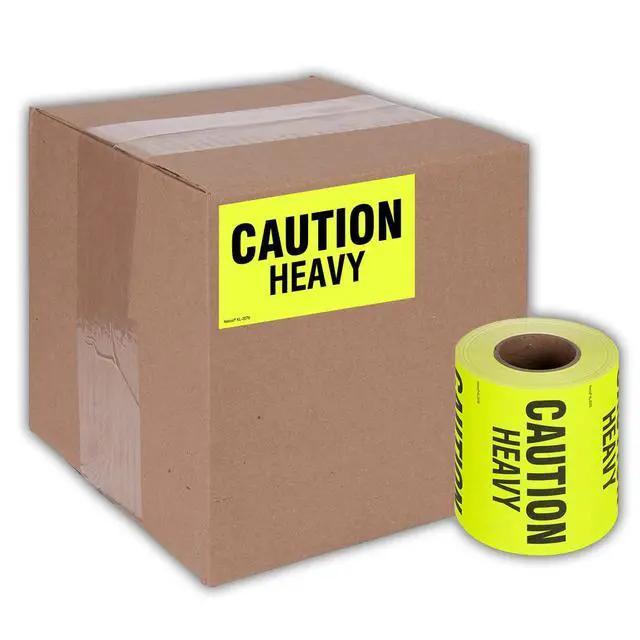Alt view image 5 of 5 - 3" X 5" Caution Heavy Fluorescent Shipping Label Stickers for Shipping and Packing -500 Adhesive Labels Per Roll (10 Pack)