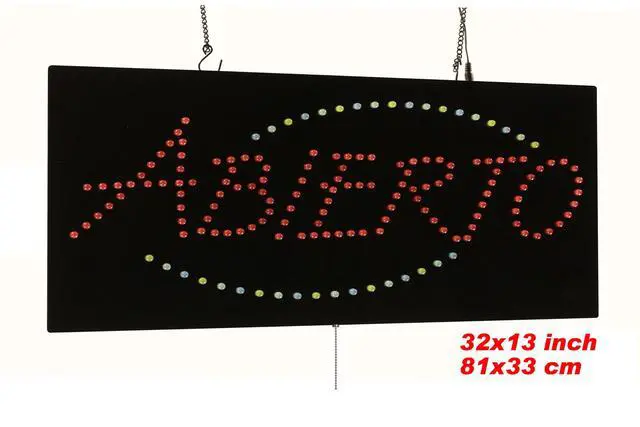 Alt view image 2 of 6 - Abierto Sign, Jumbo Size, 32"x13", 81x33cm, LED, Neon, Florescent, Signage, Signboard, Display, Billboard, Screen, Grand Opening, Gift
