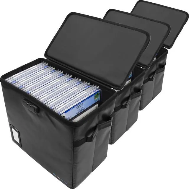 Main image of Classic Black Graded Comic Book Storage Bin, 3 Pack, Fits Up To 30 Slabs, Fire Resistant, Lockable, Collapsible