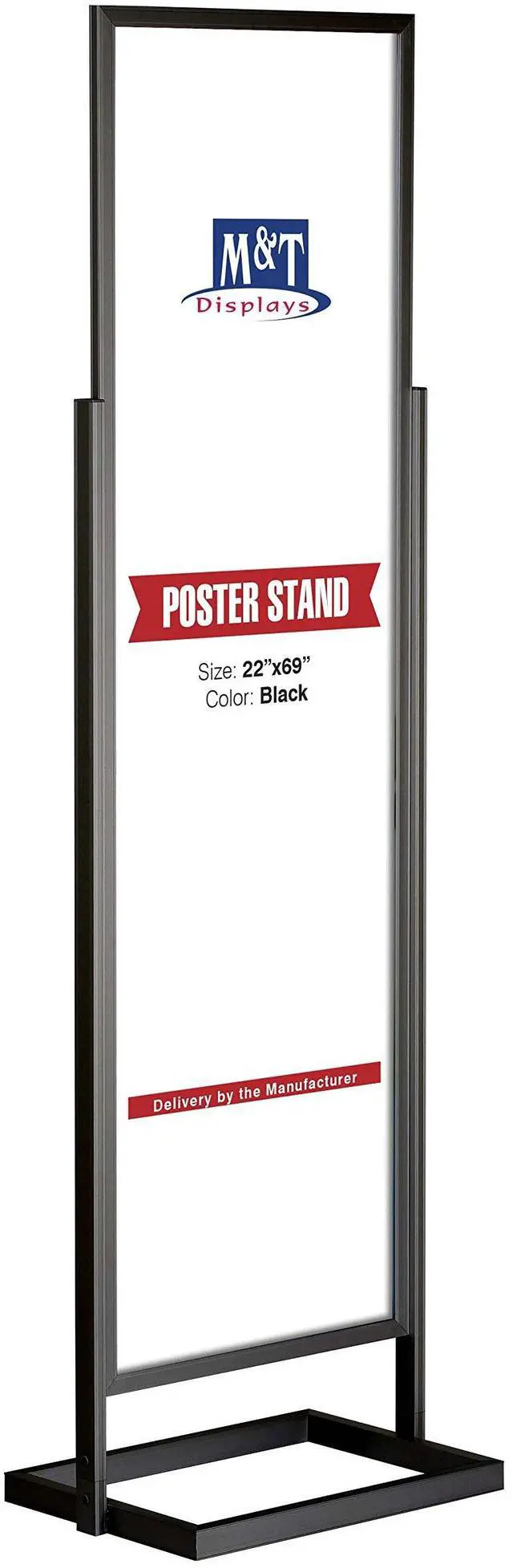 Main image of Metal Eco Info Board, Black 22x69 Inches Slide-In Poster Sign Holder 1 Tier Double Sided Floor Standing Pedestal Advertising Display with Backing and Anti-Glare PET Cover