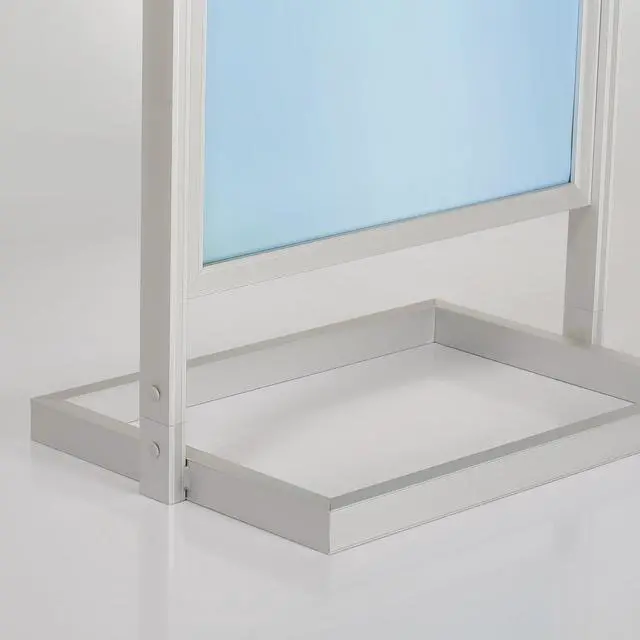 Alt view image 4 of 7 - Metal Eco Info Board, Silver 22x69 Inches Slide-In Poster Sign Holder 1 Tier Double Sided Floor Standing Pedestal Advertising Display with Backing and Anti-Glare PET Cover