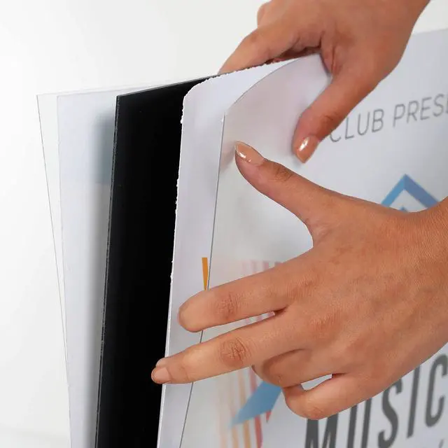 Alt view image 6 of 7 - Metal Eco Info Board, Silver 22x69 Inches Slide-In Poster Sign Holder 1 Tier Double Sided Floor Standing Pedestal Advertising Display with Backing and Anti-Glare PET Cover