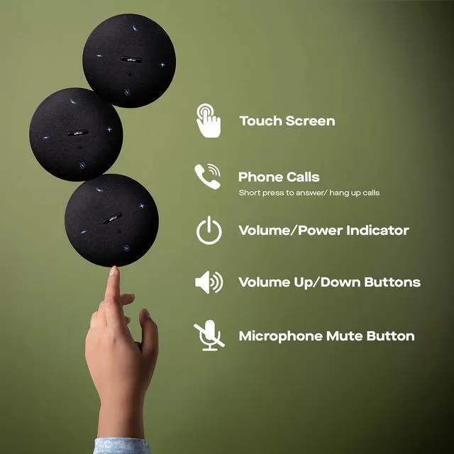 Alt view image 4 of 7 - Mobile Pixels Bluetooth Conference Speakers with 4 Microphone | 13ft Omnidirectional Voice Pickup, USB-C Plug&PlayNoise Reduction, Coatible with Zoom/Teams/Skype/Google Meet