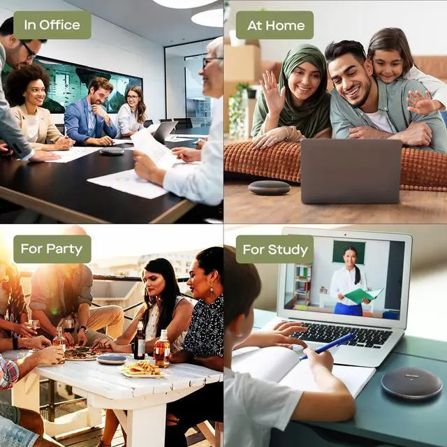 Alt view image 7 of 7 - Mobile Pixels Bluetooth Conference Speakers with 4 Microphone | 13ft Omnidirectional Voice Pickup, USB-C Plug&PlayNoise Reduction, Coatible with Zoom/Teams/Skype/Google Meet