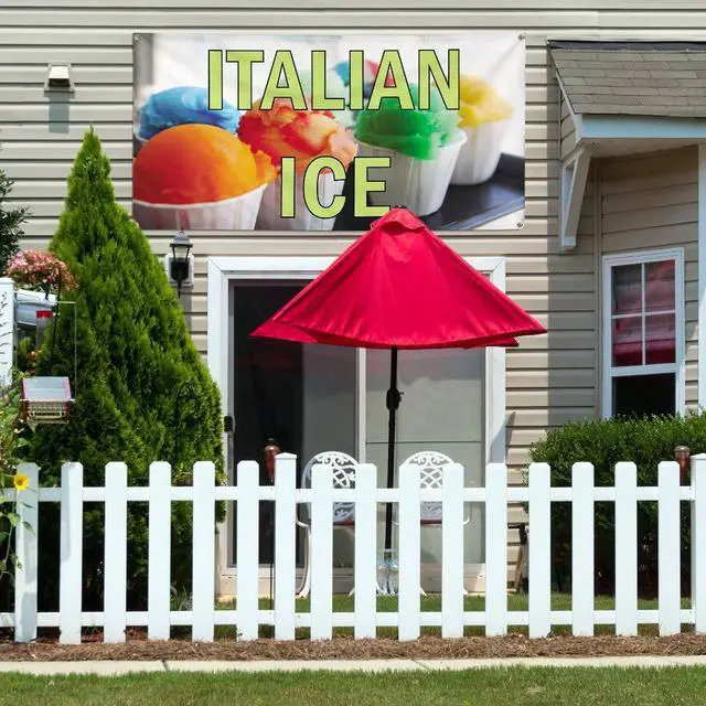 Alt view image 3 of 6 - Vinyl Banner Multiple Sizes Italian Ice Outdoor Advertising Printing E Restaurant & Food Outdoor Weatherproof Industrial Yard Signs Yellow 10 Grommets 60x144Inches
