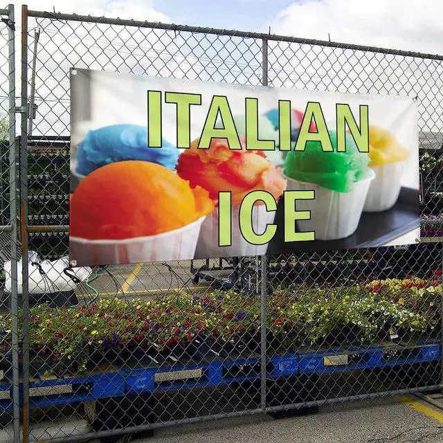 Alt view image 4 of 6 - Vinyl Banner Multiple Sizes Italian Ice Outdoor Advertising Printing E Restaurant & Food Outdoor Weatherproof Industrial Yard Signs Yellow 10 Grommets 60x144Inches