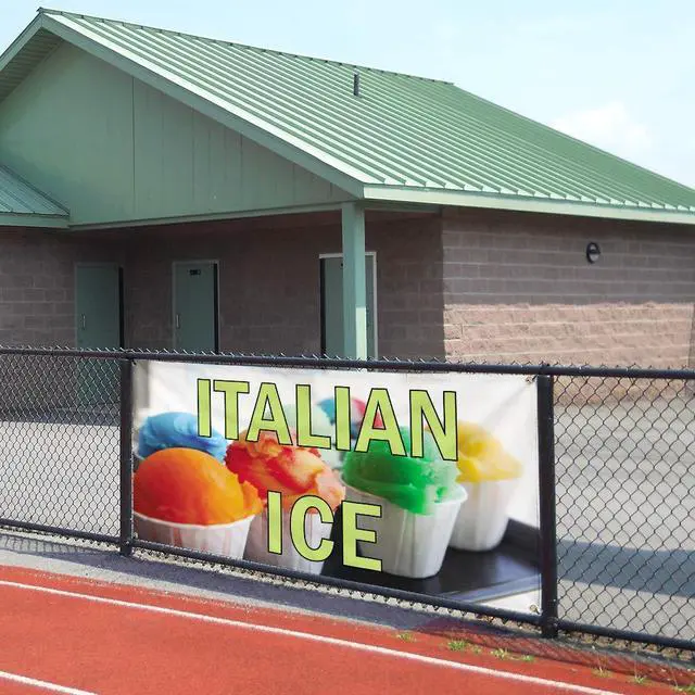 Alt view image 5 of 6 - Vinyl Banner Multiple Sizes Italian Ice Outdoor Advertising Printing E Restaurant & Food Outdoor Weatherproof Industrial Yard Signs Yellow 10 Grommets 60x144Inches