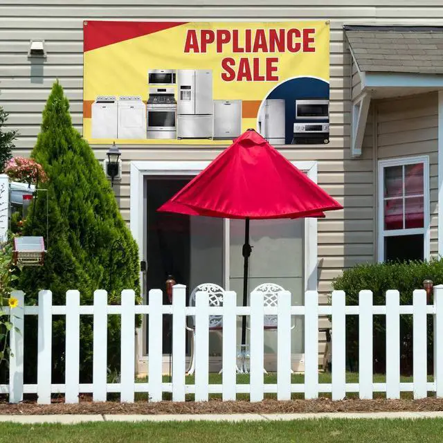 Alt view image 3 of 7 - Vinyl Banner Multiple Sizes Appliance Sale Advertising Printing B Business Outdoor Weatherproof Industrial Yard Signs Red 10 Grommets 60x144Inches