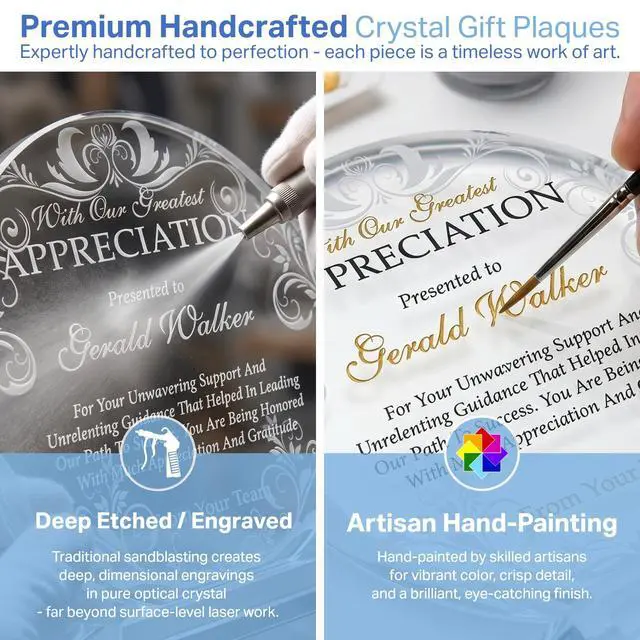 Alt view image 4 of 7 - Custom Crystal Appreciation Plaque Personalized Thank You Gift for Manager, Mentor, Boss, Coach, or Team Leader (L - 8")