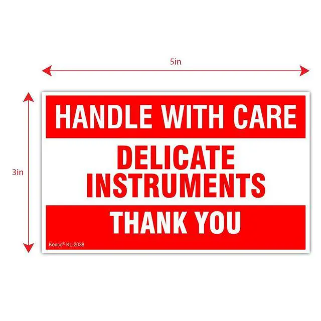 Alt view image 3 of 5 - 3" X 5" Handle with Care Delicate Instruments Fragile Stickers for Shipping and Packing - 500 Labels Per Roll (10 Pack)