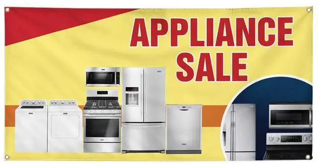 Main image of Vinyl Banner Multiple Sizes Appliance Sale Advertising Printing B Business Outdoor Weatherproof Industrial Yard Signs Red 10 Grommets 60x144Inches