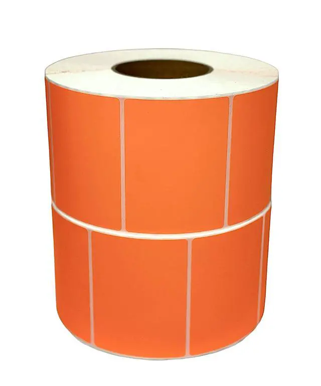 Alt view image 3 of 3 - Thermal Transfer Labels (4 x 3) - Multipurpose Labels for Shipping and Business - 3" Core Compatible w/Industrial Printers - 2000 Labels/Roll (4 Rolls) (Orange)